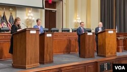美國國會眾議院中國特設委員會召開辯論會邀請專家學者就對華貿易政策進行辯論。（美國之音記者李逸華攝）