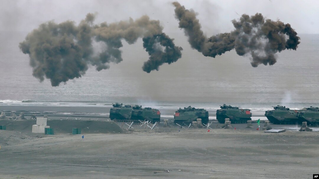 台灣軍隊在新北市附近地區舉行年度漢光軍演。 （2023年7月27日）