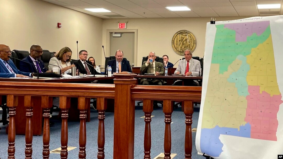 FILE - An Alabama Senate committee discusses a proposal to draw new congressional district lines, in Montgomery, Alabama, July 20, 2023.