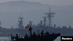 台灣海軍在春節前進行軍演。（2024年1月30日）