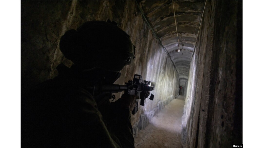 An Israeli soldier secures a tunnel underneath Al Shifa Hospital in the northern Gaza Strip, Nov. 22, 2023. The photo was part of Reuters' Pulitzer Prize-winning breaking news coverage of the Israel-Hamas war.