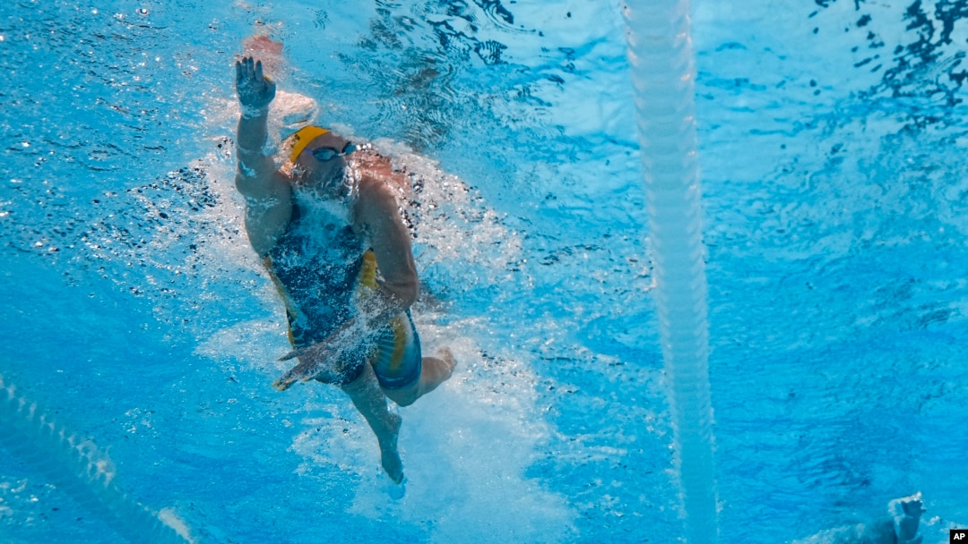 Ariarne Titmus of Australia competes in the women's 400-meter freestyle final at the 2024 Summer Olympics in Nanterre, France, July 27, 2024. Titmus won gold. 
