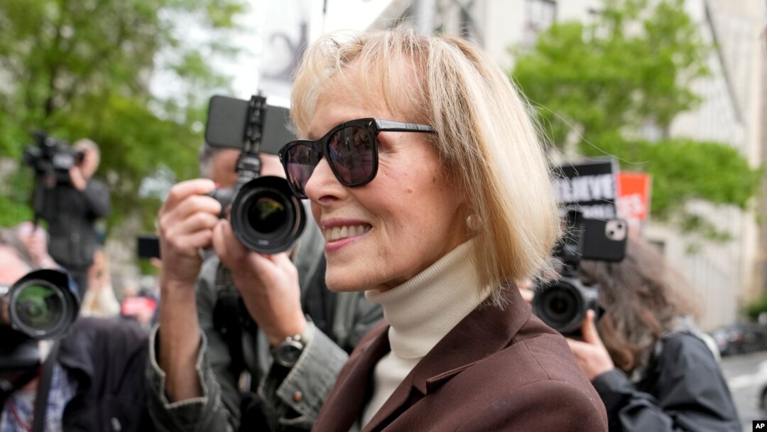 FILE - E. Jean Carroll arrives at Manhattan Federal Court, in New York, May 9, 2023. 