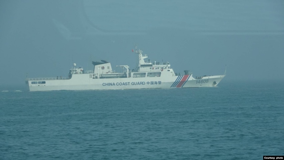台灣海巡署金馬澎分署發佈進入金門禁限制水域的中國海警船照片。(2024年5月6日，台灣海巡署金馬澎分署提供。)
