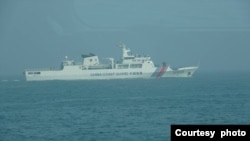 台湾海巡署金马澎分署发布进入金门禁限制水域的中国海警船照片。(2024年5月6日，台湾海巡署金马澎分署提供。)