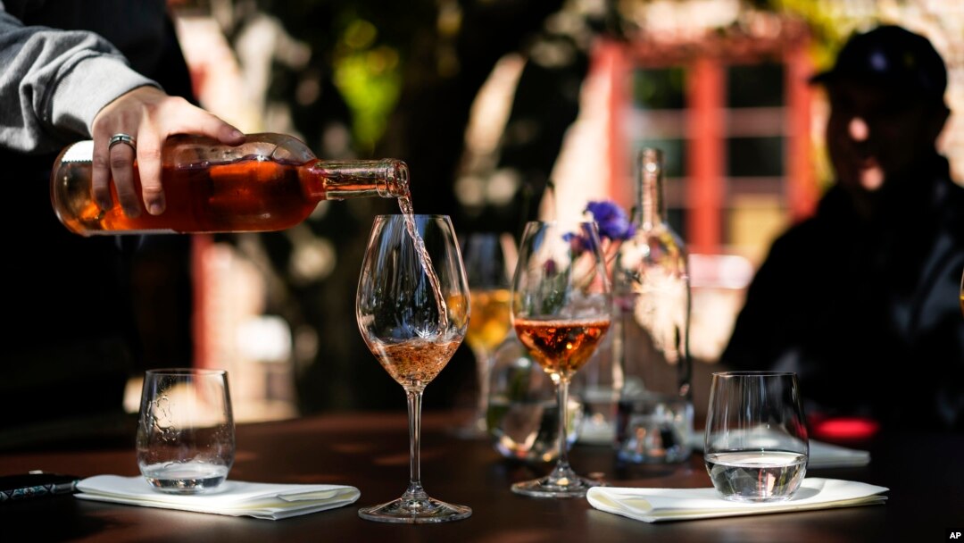 A waiter pours wine during a tasting at Kullabergs Vingård, in Nyhamnsläge, Sweden, July 25, 2023. 