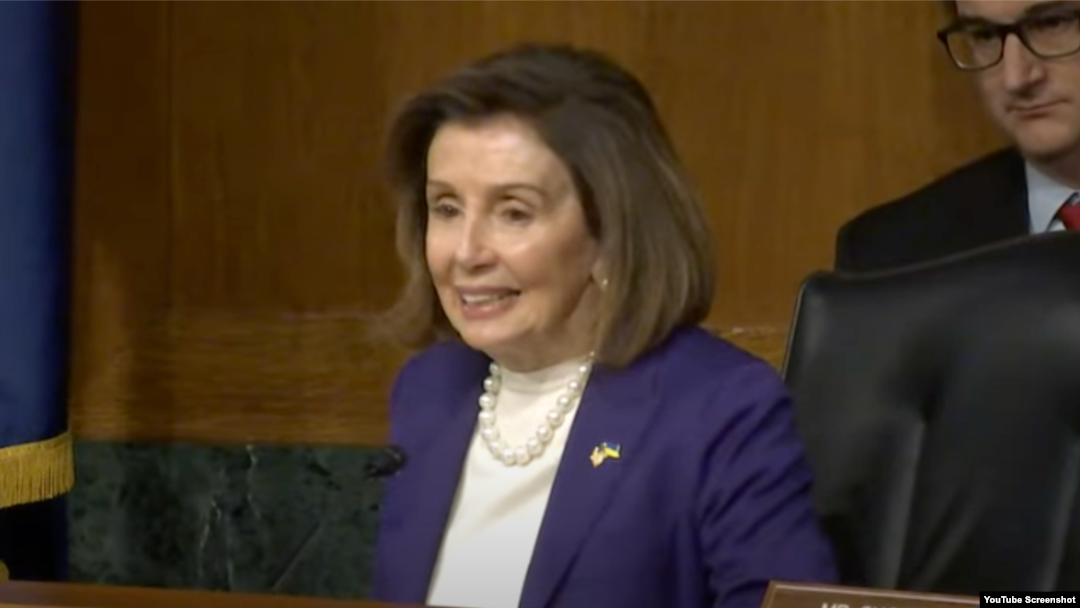 美國國會眾議院議長佩洛西星期二出席CECC聽證會。 （聽證會視頻截圖）