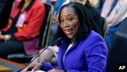 FILE - Supreme Court nominee Judge Ketanji Brown Jackson speaks during her confirmation hearing in Washington, March 21, 2022. 