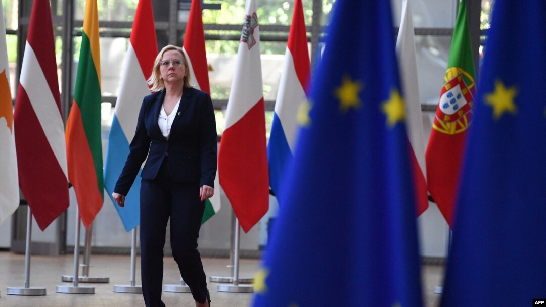 Poland's Minister of Climate and Environment Anna Moskwa arrives for the Special European Energy Ministers Council on Russian gas and petrol crisis at the EU headquarters in Brussels on May 2, 2022.