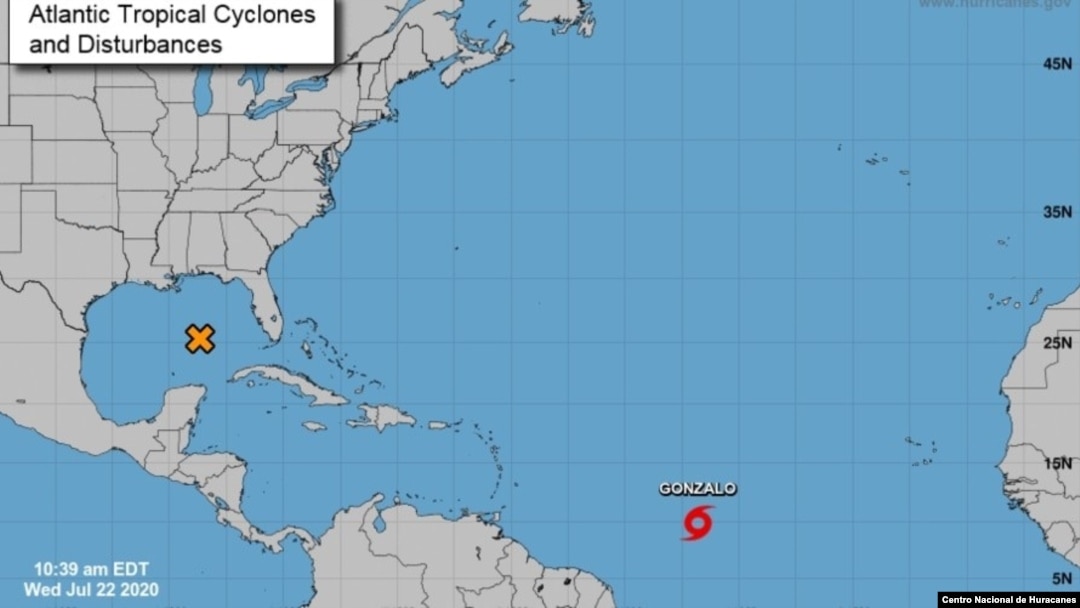 La tormenta tropical Gonzalo continúa aumentando su fuerza y podría convertirse en un huracán el jueves 23 de julio de 2020.