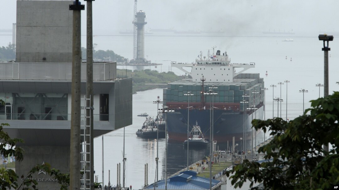 The Neopanamax cargo ship, Cosco Shipping Panama, approaches the new new Agua Clara locks, part of the Panama Canal expansion project, near the port city of Colon, Panama, June 26, 2016.