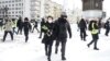 A person is detained during an anti-war protest, following Russia's invasion of Ukraine, in Yekaterinburg, Russia, March 6, 2022.