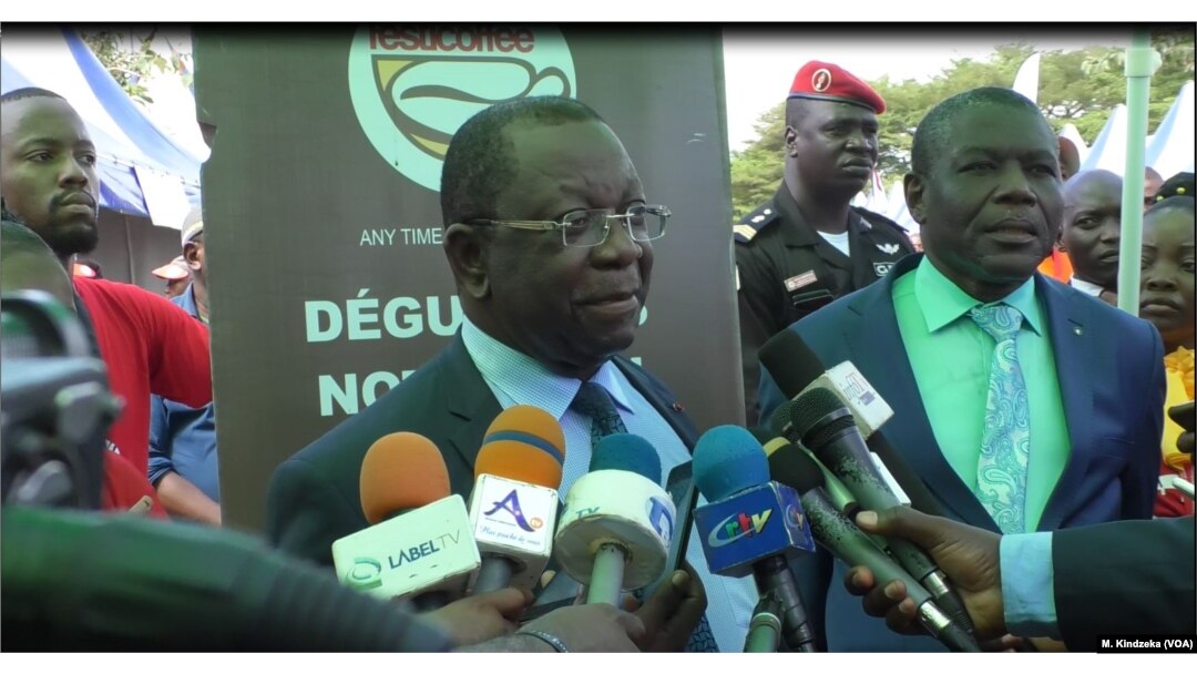 Luc Magloire Mbarga Atangana, Cameroon's trade minister attends the coffee festival, Yaounde, Cameroon, April 17, 2019.