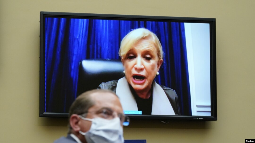 U.S. Secretary of Health and Human Services Alex Azar testifies to the House Select Subcommittee on the coronavirus disease crisis, as Rep. Carolyn Maloney (D-NY) speaks remotely, on Capitol Hill in Washington, Oct. 2, 2020.