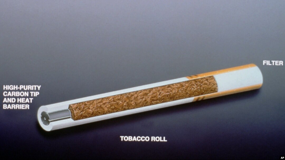 FILE - This is a diagram of R.J. Reynolds' Eclipse cigarette, which featured a carbon tip that was lit, heating the tobacco instead of burning it. The product did not do well during market tests; it was rebranded as Revo but still failed to catch on with consumers. The product is no longer listed on the company's website.