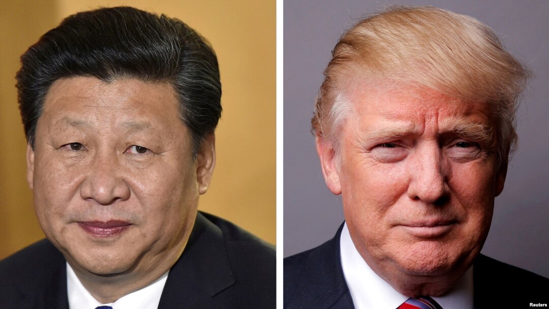 美國總統川普(右)中國國家主席習近平(左)