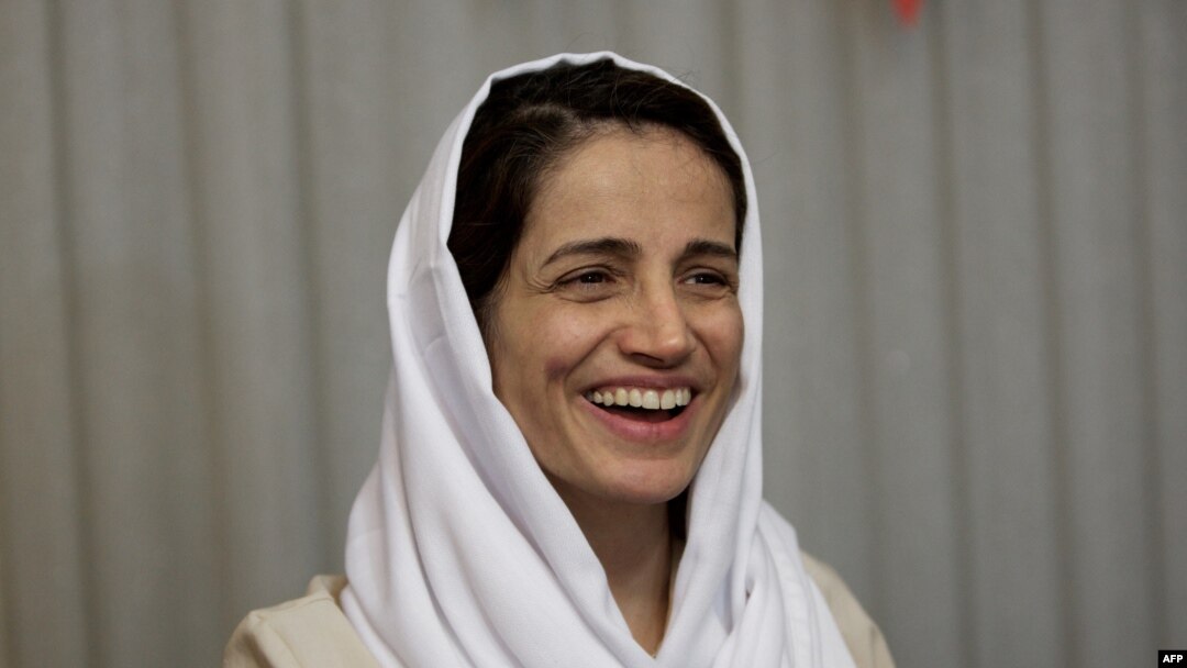FILE - Iranian lawyer Nasrin Sotoudeh is pictured at her home in Tehran, Sept. 18, 2013.