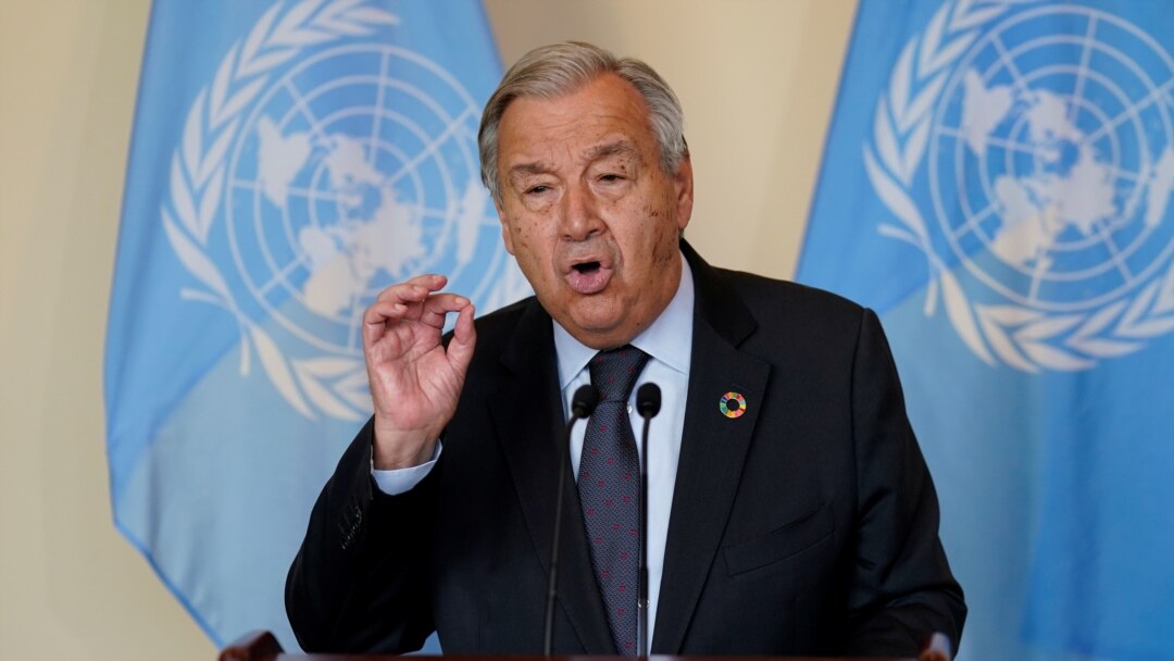 Antonio Guterres, Secretary General of the United Nations, speaks to reporters during the 76th Session of the U.N. General Assembly in New York, Sept. 20, 2021.
