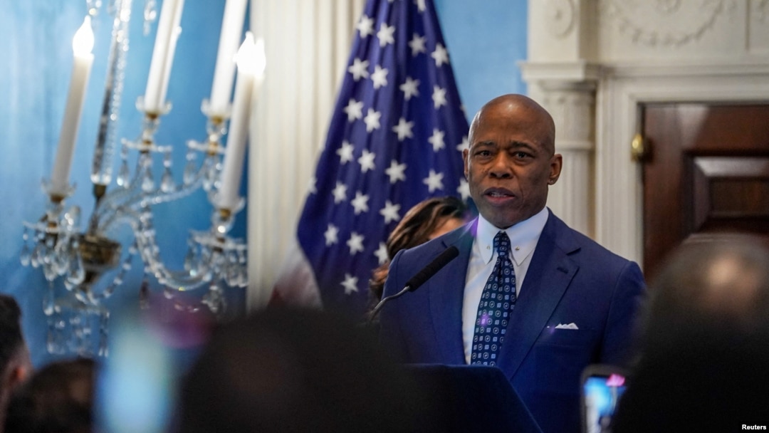 New York Mayor Eric Adams attends an awards ceremony in New York on Feb. 13, 2025. The U.S. Justice Department asked a court to dismiss corruption charges against Adams the same day.