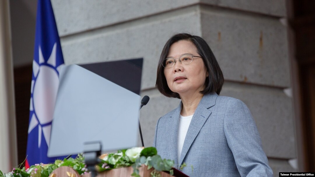 蔡英文總統在她的連任就職典禮上發表講話。（2020年5月20號）