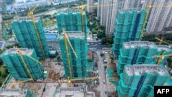 蘇省淮安市正在興建的住宅社區空拍圖。 (法新社：2024年10月17日)