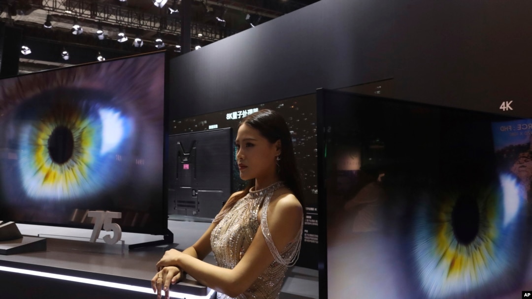 2018年11月6日，上海中國國際進口博覽會上的三星電視展位。