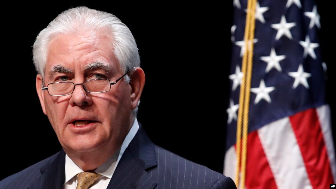 Sakataren Harkokin Wajen Amurka, Rex Tillerson a Jami'ar George Mason inda ya ke tattaunawa kan dangantakar Afirka Da Amurka gabanin tafiyarsa zuwa nahiyar.