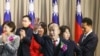 国民党立委韩国瑜（中）2024年2月1日当选台湾立法院院长。（法新社）