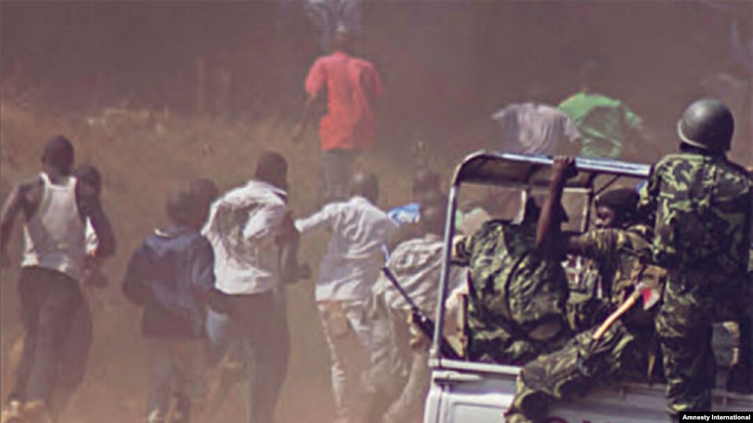 Malawi police chase protesters. At least 19 people were killed and dozens, including children, were injured after police used live ammunition during demonstrations over bad governance, fuel shortages and human rights abuses in various cities. 22 July 2011