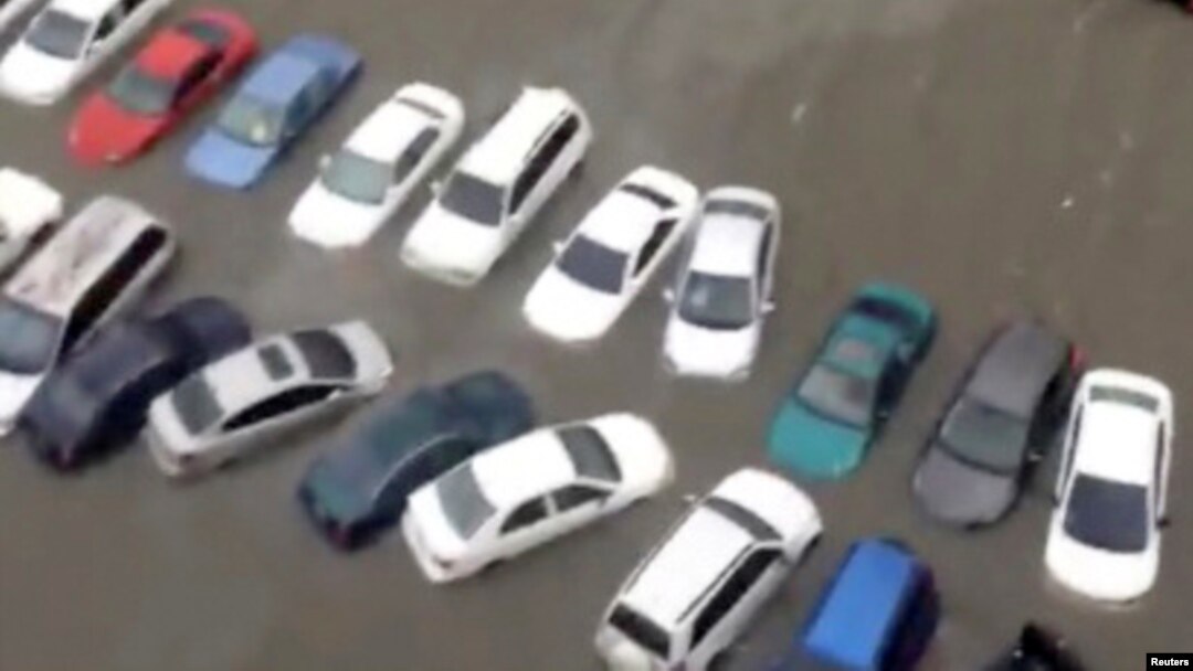 A still image taken from video shows submersed cars in floods water after Hurricane Maria battered Caguas, Puerto Rico, Sept. 20, 2017. 