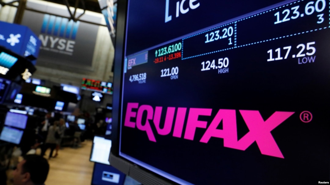 The Equifax logo and trading information are displayed on the floor of the New York Stock Exchange in New York, Sept. 8, 2017. 