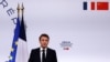 法國總統馬克龍（Emmanuel Macron）2023年4月5日抵達北京後發表演講。 （路透社）
