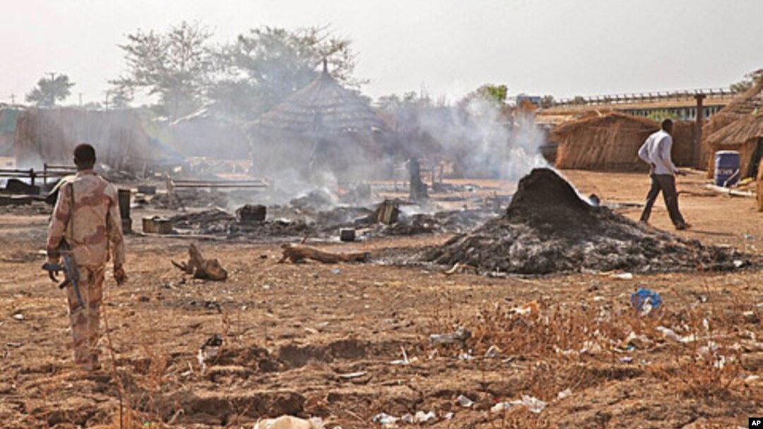 The scene following a bombing by the Sudanese Air Force in Bentiu, South Sudan, April 14, 2012.