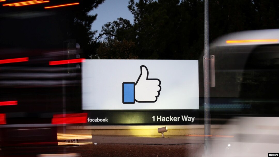 FILE - A sign at Facebook headquarters in Menlo Park, California, July 2013.