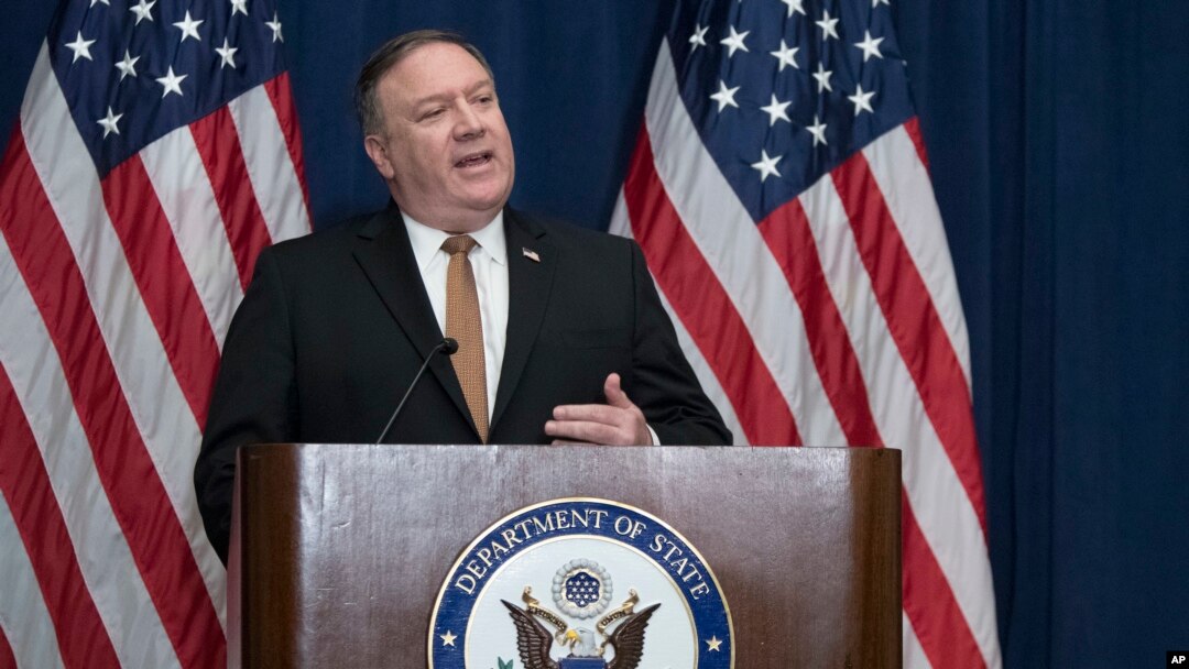 U.S. Secretary of State Mike Pompeo speaks during a news conference, May 31, 2018, in New York.