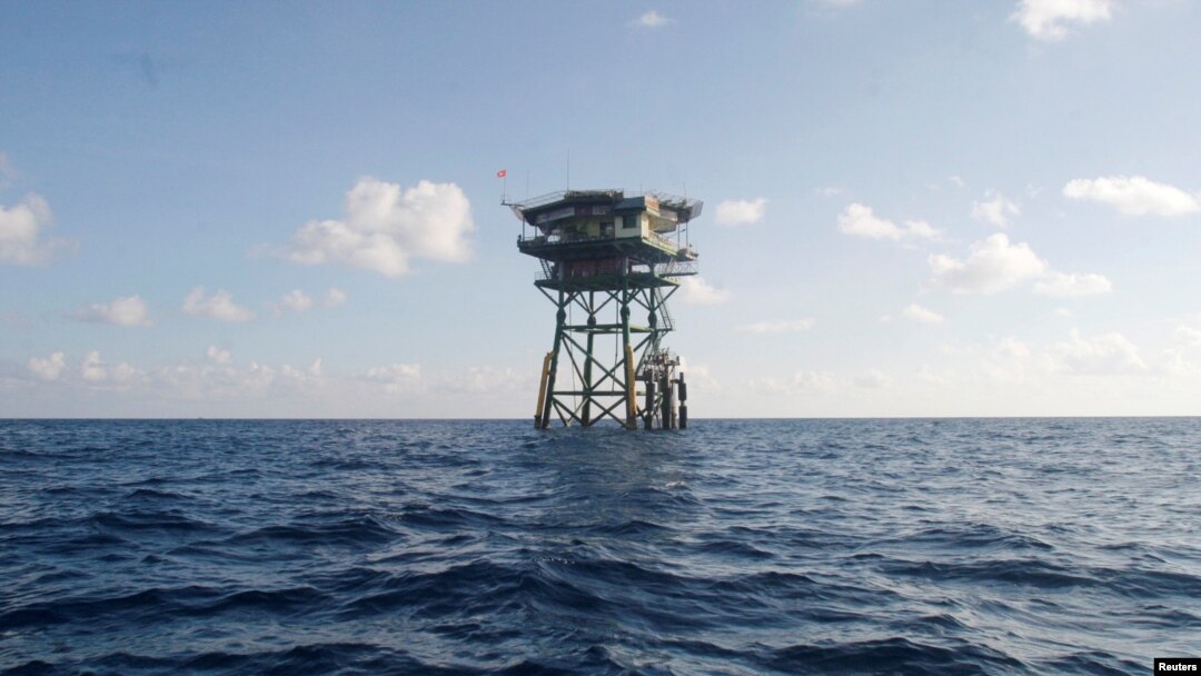 FILE - A Vietnamese floating guard station is seen on Truong Sa islands, or Spratly island.