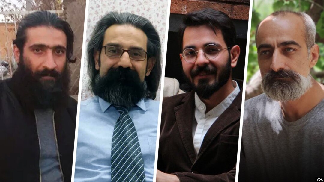 از راست: سعید دوراندیش، سینا انتصاری، رضا انتصاری، و سعید سلطانپور، دراویش گنابادی تبعید در ایران 