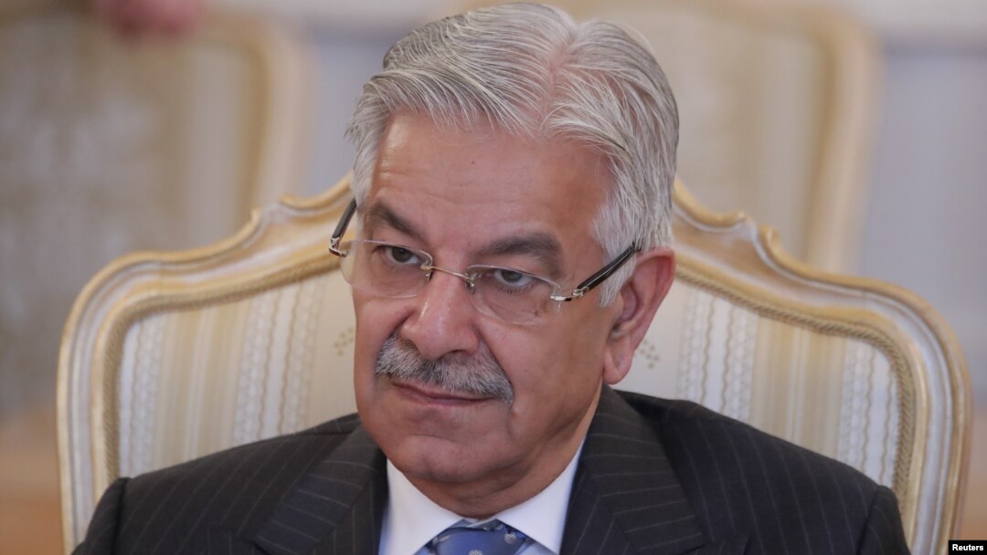 Pakistani Foreign Minister Khawaja Asif attends a meeting with his Russian counterpart Sergei Lavrov in Moscow, Feb. 20, 2018.