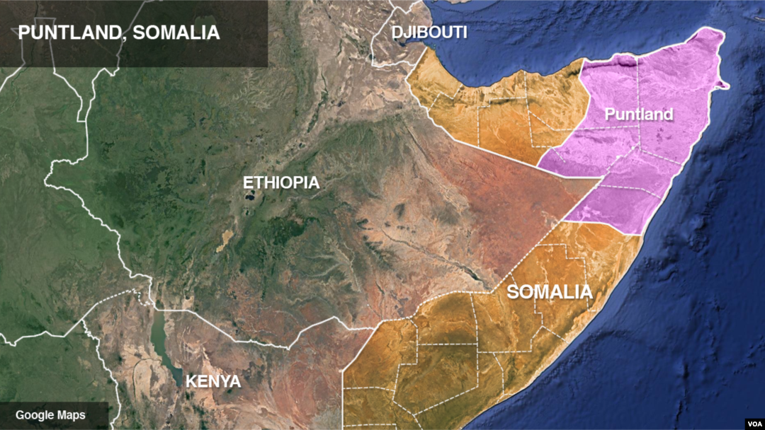 Ramani ya jimbo la Somalia la Puntland