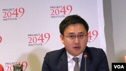 台灣駐美代表處政治組組長趙怡翔2019年10月3日參加2049項目研究所美日台安全合作研討會（美國之音鍾辰芳拍攝）