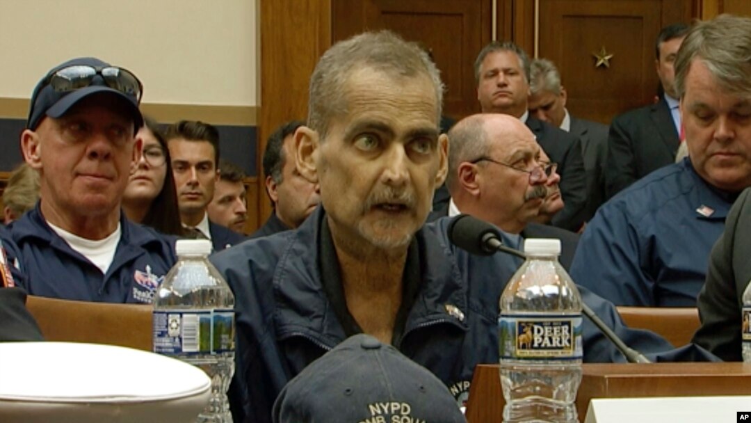 Image from video shows Retired NYPD Detective and 9/11 Responder Luis Alvarez speaking during a House Judiciary Committee hearing to consider permanent authorization of the Victim Compensation Fund, Capitol Hill, Washington, June 11, 2019.