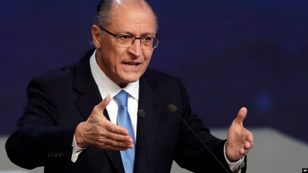 Geraldo Alckmin, former Sao Paulo's governor and Brazil's presidential candidate for the Social Democratic Party, speaks during a presidential debate in Sao Paulo, Brazil, Aug. 9, 2018. 