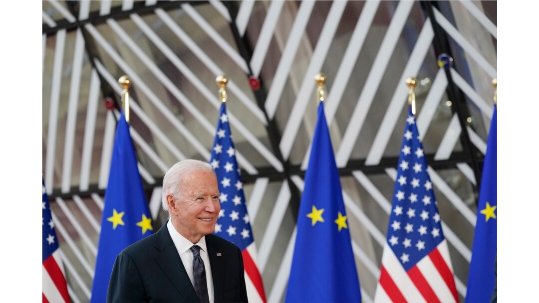 President Joe Biden meets with European Council President Charles Michel and European Commission President Ursula von der Leyen during the United States-European Union Summit at the European Council in Brussels, June 15, 2021.