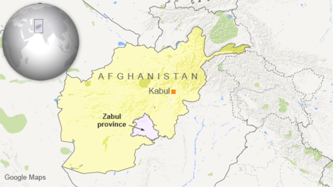 Map showing Zabul province, Afghanistan