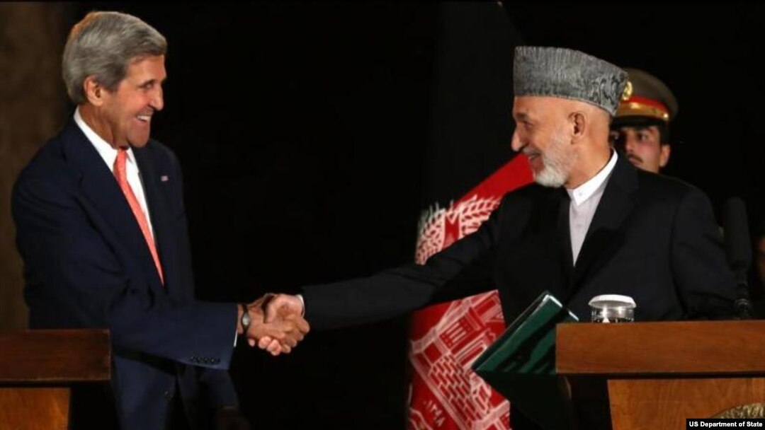 کرزی و کری پس از ساعتها گفت و گو، مسوده توافقنامه را نهایی کردند