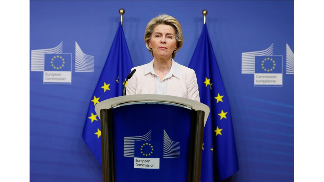 European Commission President Ursula von der Leyen gives a statement regarding Brexit talks at the European Commission in Brussels, Dec. 5, 2020.