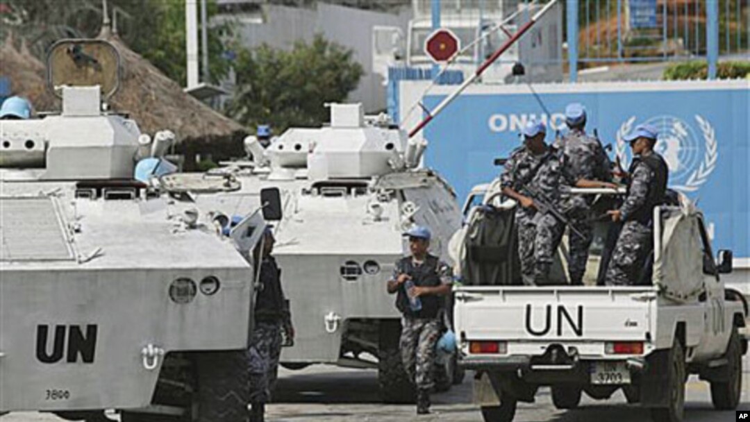 UN forces patrol outside the UN headquarters in Ivory Coast, Abidjan, Ivory Coast, Dec 21, 2010