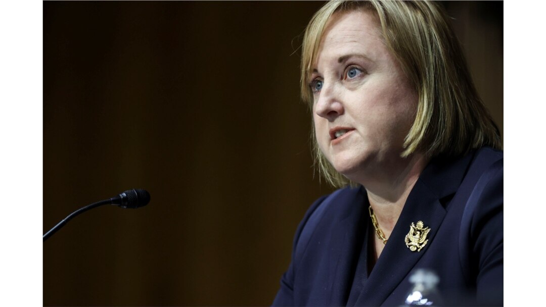 FILE - Julie Fisher, U.S. ambassador-designate to Belarus, testifies before a Senate Foreign Relations Committee hearing on Capitol Hill in Washington, June 9, 2021.