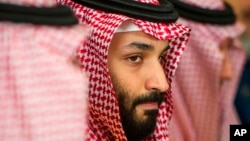 FILE - Saudi Crown Prince Mohammed bin Salman is pictured at a meeting at the Pentagon in Washington, March 22, 2018. Activists and diplomats have speculated that recent arrests in Saudi Arabia may be aimed at appeasing conservative elements opposed to social reforms pushed by the crown prince.
