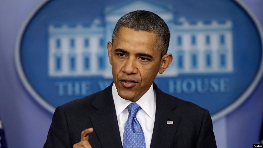 AQSh prezidenti Barak Obama jurnalistlar bilan muloqotda, 30-aprel, 2013-yil.